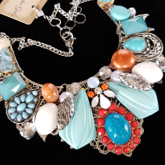 Repurposed Vintage Jewelry Statement Necklace - Picture 7 of 12